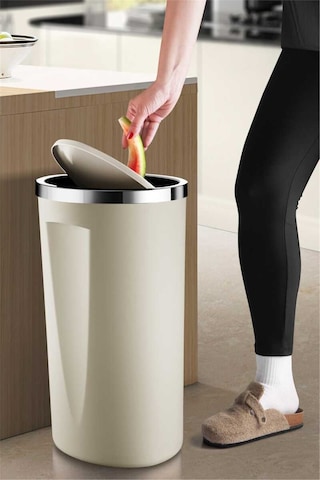 Lenox 35 Lt Döner Kapaklı Banyo Mutfak Ofis Çöp Kovası - Bej -7390