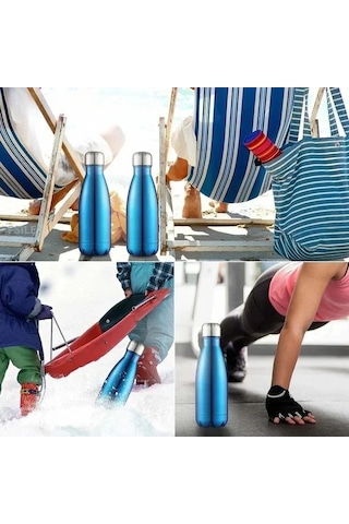 Dinosaurs 500ml Çift Duvar Paslanmaz Çelik Su Şişesi Termos Şişe Sıcak Ve Soğuk Tutun Yalıtımlı Vakum Şişesi Spor Beyaz Bej