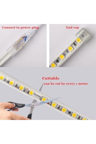 Metre 60 Led Kar Tanesi Işık Warm Light 8 Kademe Fişli
