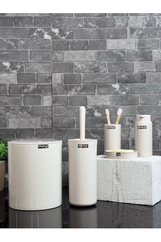 Okyanus Home Bej Yuvarlak 5'li Banyo Seti Bej