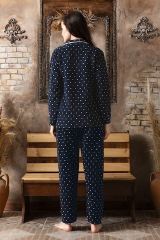 Sude Kadın Gömlek Önden Düğmeli Polar Desenli Pijama Takımı P200/124 - 1 Adet 001