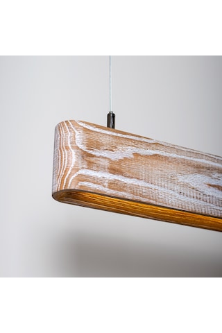 Soft Patine Modern Ahşap Aydınlatma - Minimal Led Sarkıt Avize Akça Ahşap