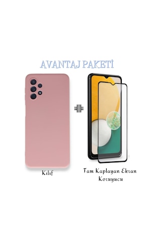 Samsung Galaxy A13 4g Ile Uyumlu Kılıf Kadife Yüzey Lansman Kılıf Tam Kaplayan Ekran Koruyucu Col177320-