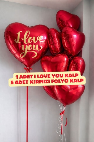 Sevgililer Günü I Love You Kalp Folyo Balon Seti Kırmızı Folyo Kalp Balon Romantik Oda Süsleme I Love You Yazılı