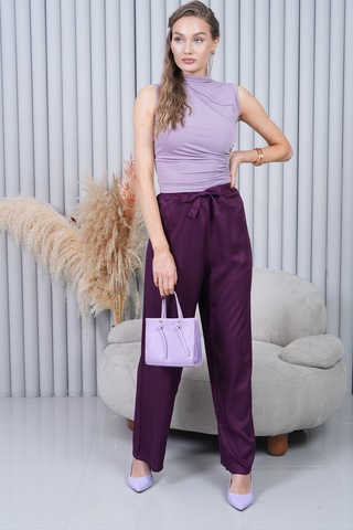 Polologin Butik Koyu Mor Bol Paça Pantolon Kapalı Mor