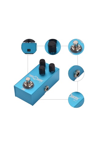 Ruicoo Gitar Gecikme Efekt Pedalı Metal Kasa 6.35mm Giriş/çıkış, Gecikme Süresi-volüm-ktekrar Kontrolü, Mavi Led, Doğru Pas-through Anahtarı
