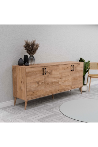 Mezza Hera 1670 Ahşap Ayaklı Modern Konsol Atlantik Çam 180 CM