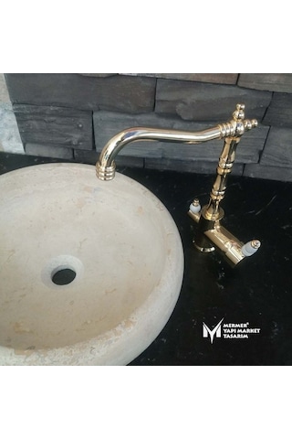 Arıtmalı Rustik Lavabo Bataryası Altın