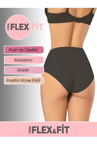 Missflex Fit Lazer Kesim Yüksek Bel Silikonlu Slip Siyah