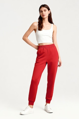 Tommy Life Fiesta Yüksek Bel Jogger Rahat Form Manşetli Kadın Eşofman Alt - 94561 Kırmızı
