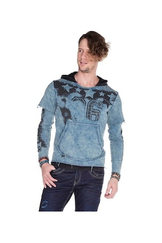 Cipo & Baxx Cl279 Baskılı Taş İşlemeli Erkek Kapşonlu Sweatshirt 001