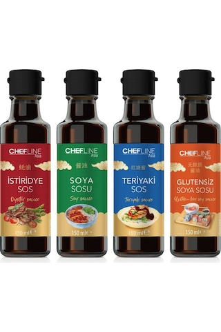 Chefline Asia Glutensiz Soya + İstiridye + Soya + Teriyaki Sos 4 x 150 ML