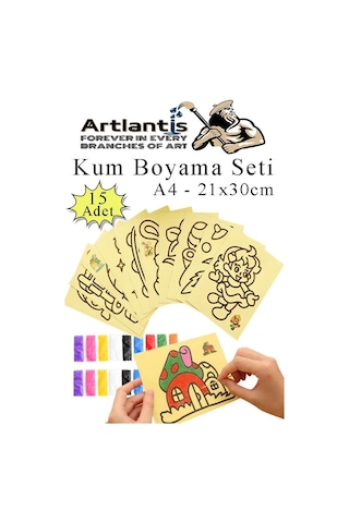 Kum Boyama Seti 15 Adet 20x30 Cm A4 Boyutunda Büyük Boy Kaliteli Kum Boyama Çalışması Tuz Boyama Etkinlik