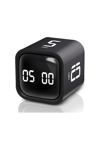 Gt-1 Pomodoro Zamanlayıcı Küp, Flip Timer, Öğrenci Ders Çalışma Saati, 5/10/30/60 Dk & Özel Geri Sayım, Usb Şarjlı, Sessiz/titreşimli Alarm, Mutfak Kronometresi - Siyah