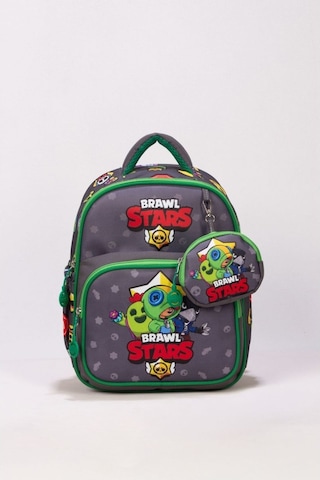 Waddell Deri Baskılı Brawl Stars Baskılı Erkek Çocuk Kreş Anaokul Okul Öncesi Çantası Küçük Cüzdan Hediyeli Gri