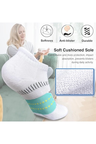 Geeksen Nefes Alabilen, Kaymayan Ve Konforlu Kadın Spor Çorapları - Ayak Ağrısını Azaltır, Teri Emerek Kuru Tutar Beyaz Yeşil