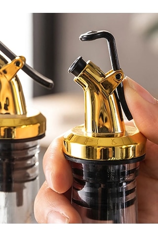 Gold Yağlık Tıpası Damlatmaz Yağlık Yağdanlık Tıpası Kapaklı Şişe Ucu Servis Aparatı 1 Adet Altın