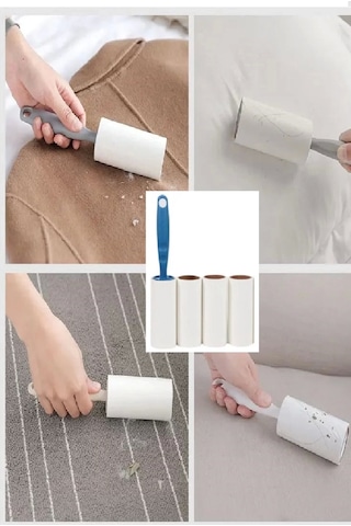 4 Yedekli Tüy Toplama Rulosu 240 Yaprak Evcil Hayvan Elbise Yatak Tüy Saç Toplayıcı Renkli