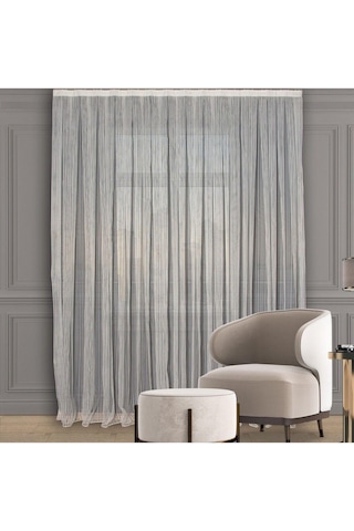 Kırık Beyaz Düz Tül Perde Zincir Çizgili Sık Pile 1'e 3 Pile-kırık Beyaz Kırık Beyaz