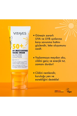 Vitayes Yüksek Koruyucu Yüz Güneş Kremi SPF50+ 50 ML