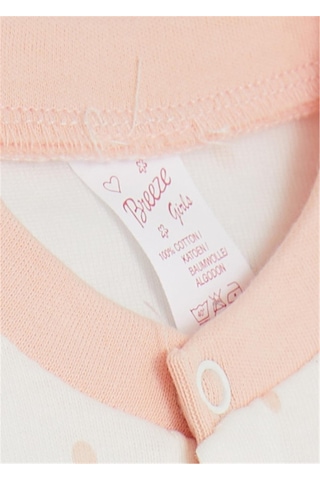 Breeze Kız Bebek Kısa Kollu Tulum Puantiye Desenli 0-3 Ay-6 Ay, Ekru-Ekru