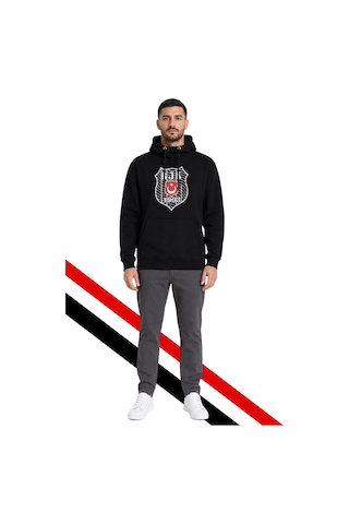 Beşiktaş Erkek Kapüşonlu Sweatshırt Logolu Siyah