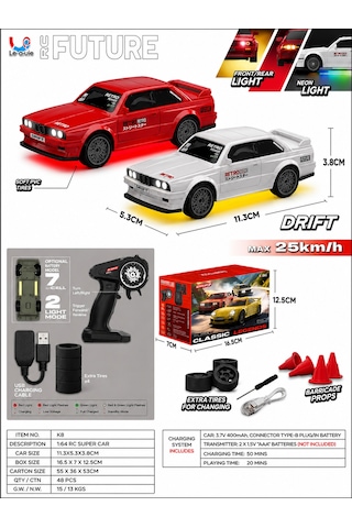 Whoosh Classic Legends 1:43 Rc Drift Arabalar, Efsaneler İçin Üretildi Beyaz