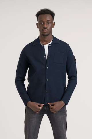 Yakalı Çıtçıt Kapamalı Tek Cepli Slimfit Polyamid Karışımlı Ceket Gömlek Lacivert