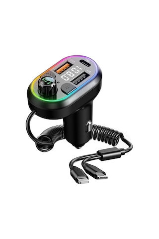 S-link Sl-bt307 Çift Usb 5v 3.1a/1a Led Işıklı Siyah 2 İn 1 C Port + İphone Bluetooth Fm Transmitter