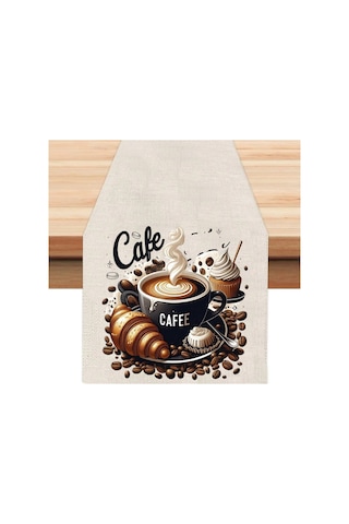 Cafe Love Runner, Runer, Masa Örtüsü, Sofranıza Zarafet Katın Runner, Masa Örtüsü Krem