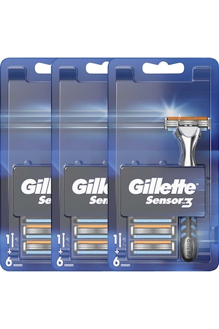 Gillette Sensor3 Tıraş Makinesi + Yedek Tıraş Bıçağı 3 x 6'lı