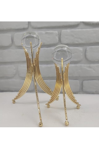 Gold Kaplama Metal 2'li Set Salon Angel Model Kristal Camlı Dekor 1 Takım