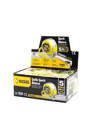 Sgs-2062 Şerit Metre 5mt X 25mt Şeffaf Stoplu - 12'li Paket Diğer