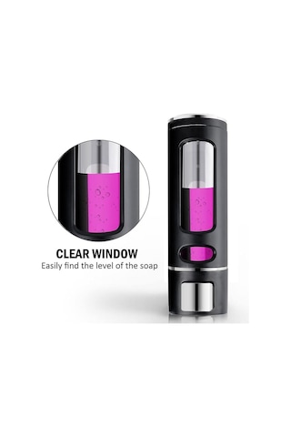 Mainshop 1 Adet Siyah 400 Ml Sabunluk Duvara Monte Şeffaf Sıvı Plastik Ve Mutfak Banyo Şişesi M-52 Siyah