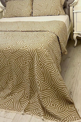 Zebra Müslin Çift Kişilik Saçaklı Pike Takımı 230x250 Kahve Kahve