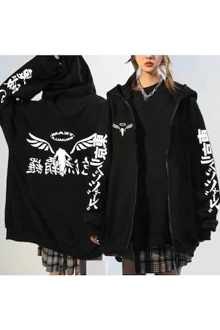 Novahub Valhalla Tokyo Revengers Anime Kapüşon Kazak, Unisex Büyük Boy, Kış Fermuar, Rahat, Beyaz, Manga Harajuku Erkekler Beyaz