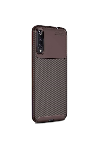 Xiaomi Mi 9 Karbon Desenli Negro Silikon Kılıf Kahverengi