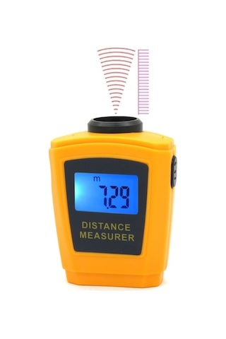 Butuglobal Lazer İşaretleyicili Mini Ultrasonik Mesafe Ölçer Turuncu