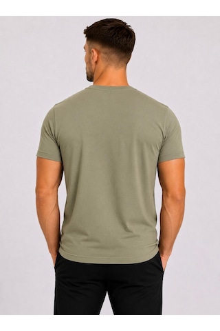 Axxel Erkek Açık Haki Pamuklu V Yaka Kısa Kollu T-shirt-d804