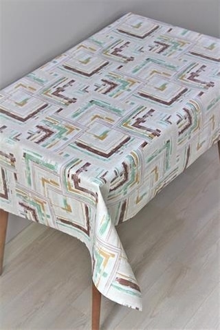 Elyaf Astarlı Silinebilir Pvc Muşamba Masa Örtüsü Pastel Tonlar-kahve