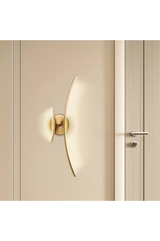Fastbuy Dream011 Modern Minimalist Altın Led Duvar Lambası, Karartılabilir 3 Renk Sıcaklığı, Yarı Gömme Tasarım, Ev Dekoru İç Altın