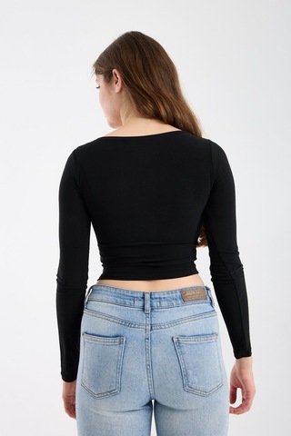 Modazeyosh Kadın Sandy Fit Bluz Siyah