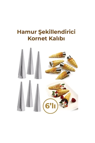 Mithra Life 6 Lı Paslanmaz Çelik Hamur Kornet Kalıbı Mıt1043