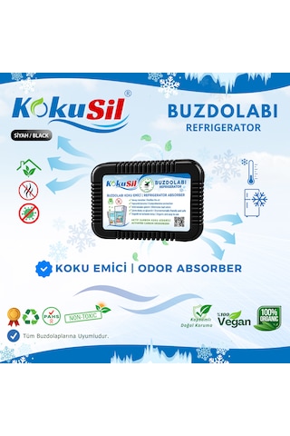 Kokusil Buzdolabı Koku Giderici Ve Koku Emici Doğal Aktif Karbon Siyah