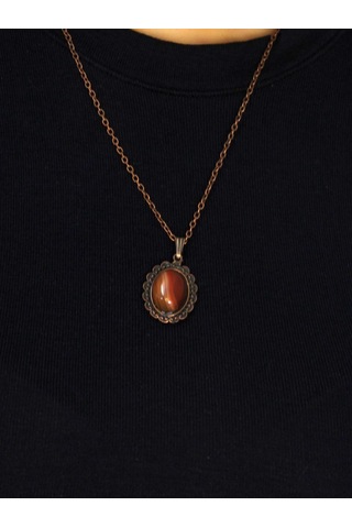 Doğal Taş Yemen Akik Doğal Taşlı Kadın Doğal Taş Otantik Kolye Euk27byma Turuncu