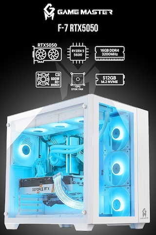 Game Master F7 R5-5600 16 GB 512 GB NVME SSD 8 GB RTX5050 Dos Masaüstü Oyuncu Bilgisayarı