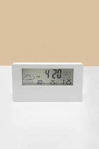 Dijital Saat - Lcd Zaman Göstergeli / Beyaz