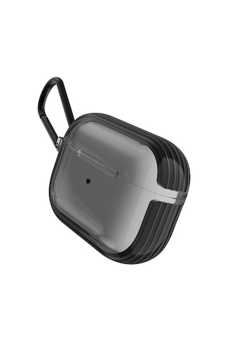 Apple Uyumlu AirPods Pro Raptic Clear Serisi Askı Aparatlı Kulaklık Kılıfı Siyah
