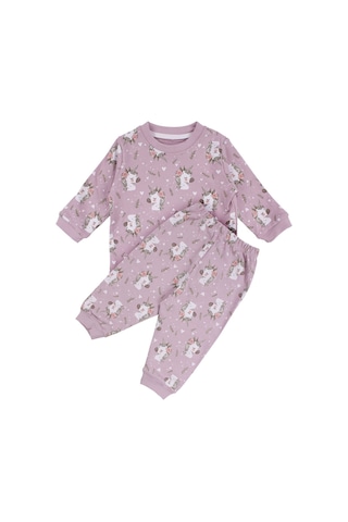Bebegen Kız Bebek Mor Unicorn Baskılı Pijama Takımı Çok Renkli