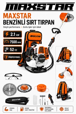 Maxstar MXSBT5221 52CC 2.1KW Benzinli Sırt Tırpanı